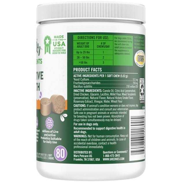 Greenies Supplements Digestive Health Probiotics for Dogs Chicken Flavor