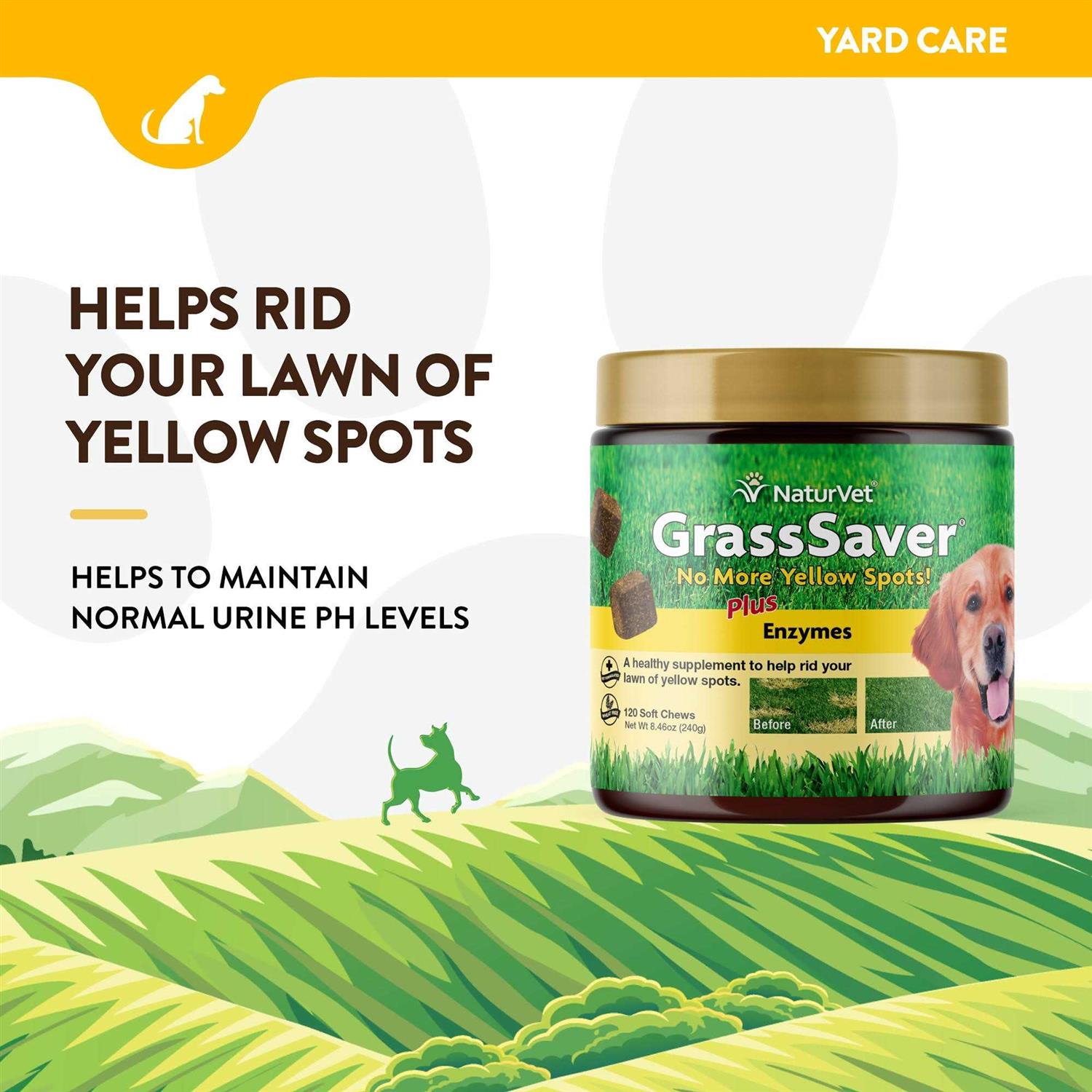 NaturVet GrassSaver Plus Enzymes for Dogs 240 Soft Chews