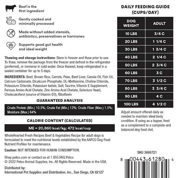 WholeHearted Fresh Frozen Beef Recipe Dog Food