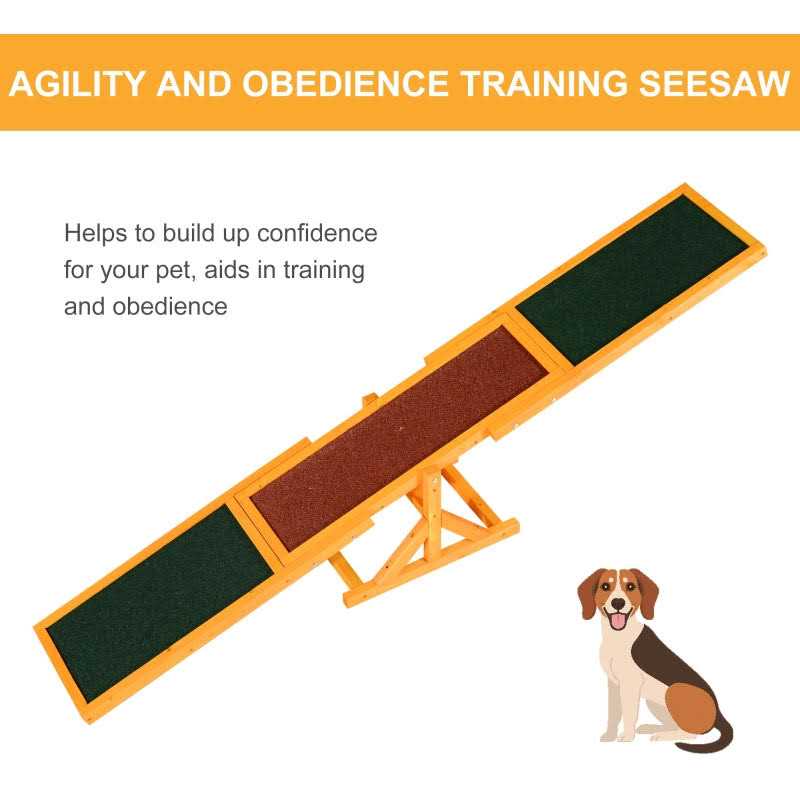 PawHut Wooden Dog Agility Seesaw for Training and Exercise