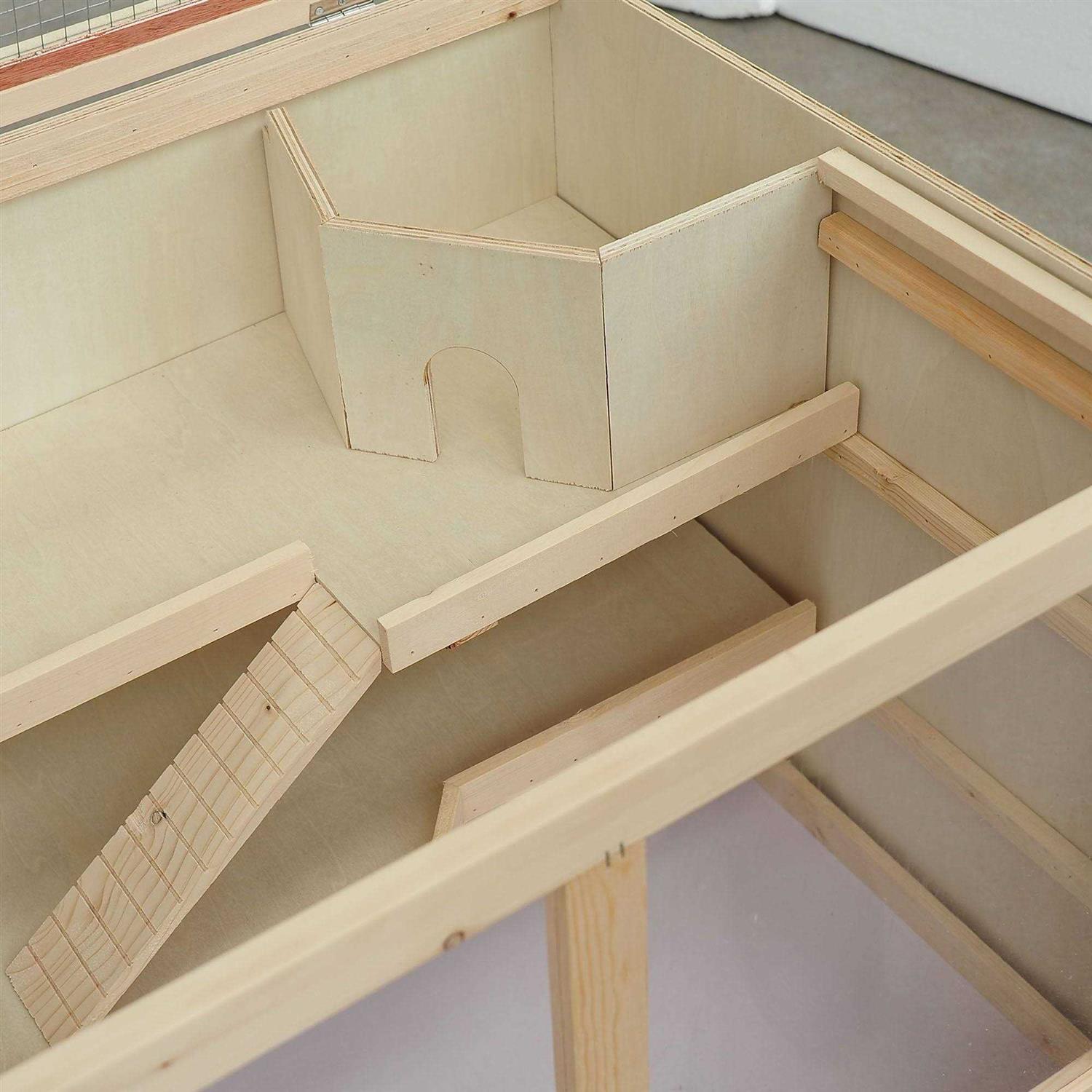 PawHut Extra Large Wooden Hamster Cage, Gerbil Cage, and Other Small Animal Habitat