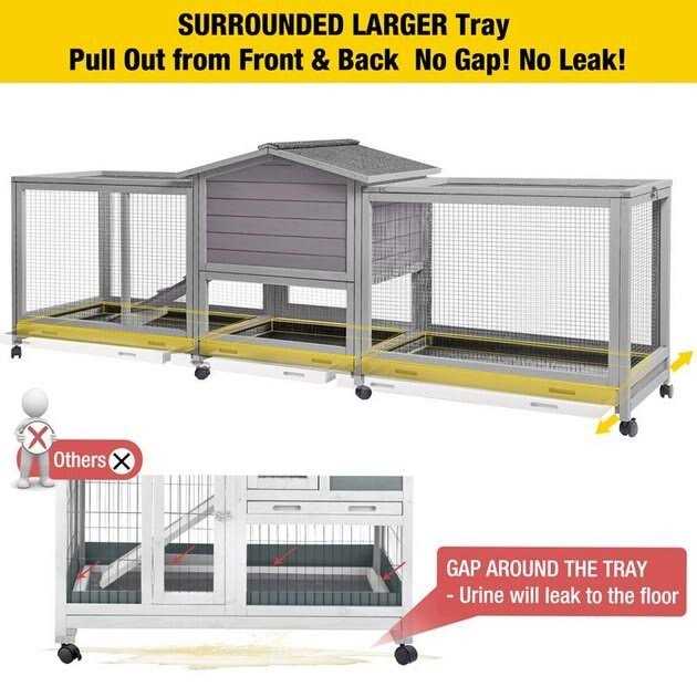 Aivituvin Indoor Rabbit House Easy Moving Large Bunny Hutch AIR65