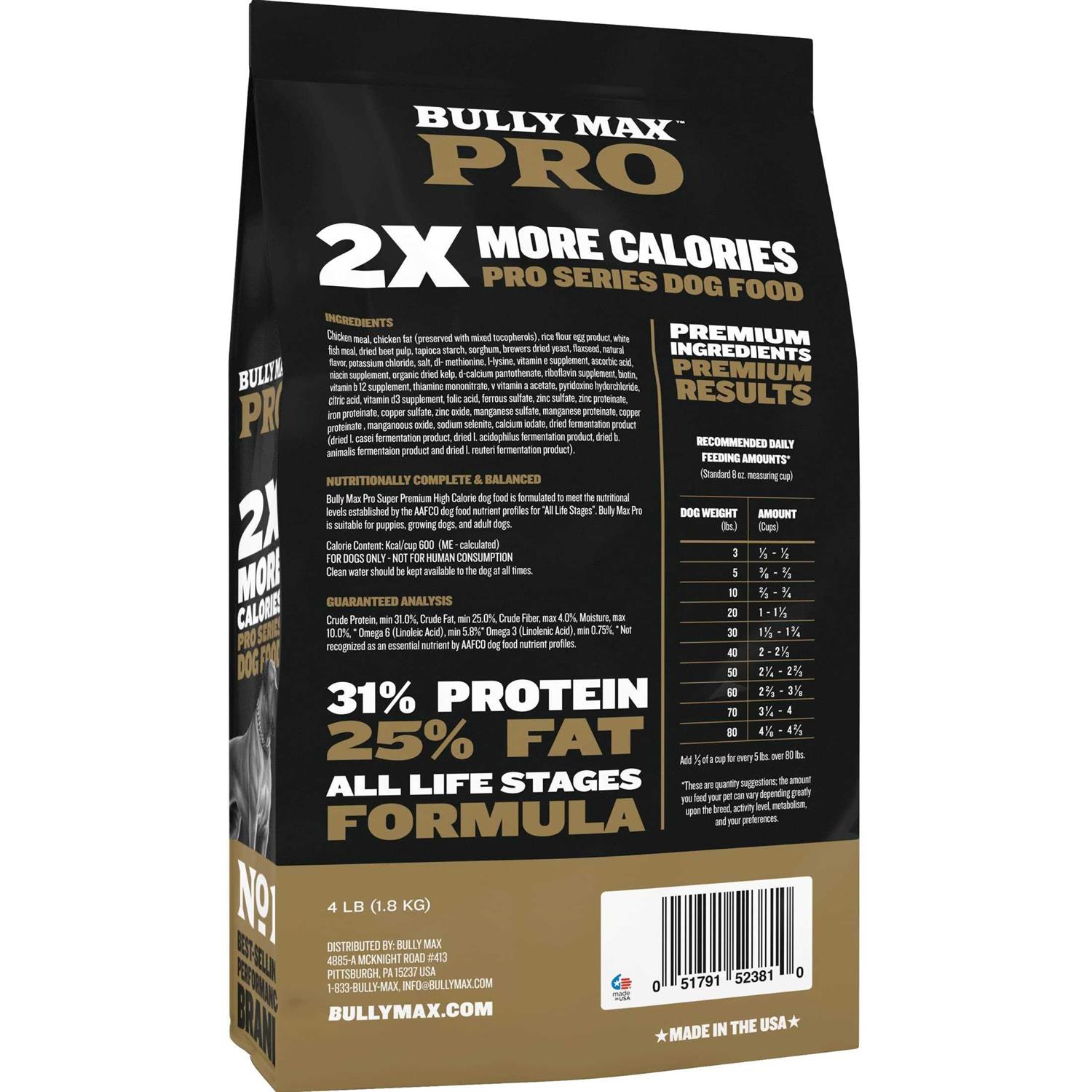 Bully Max Pro Series 31/25 High Calorie Dog Food