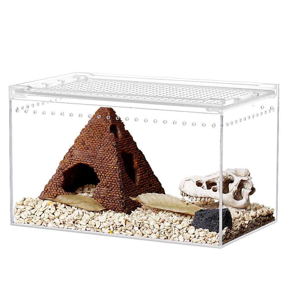 NANEEZOO Magnetic Acrylic Enclosure 10x6x6 Inch Tall Long Case Reptile Habitat Terrarium cage for Terrestrial Arboreal Tarantula Scorpion Sling