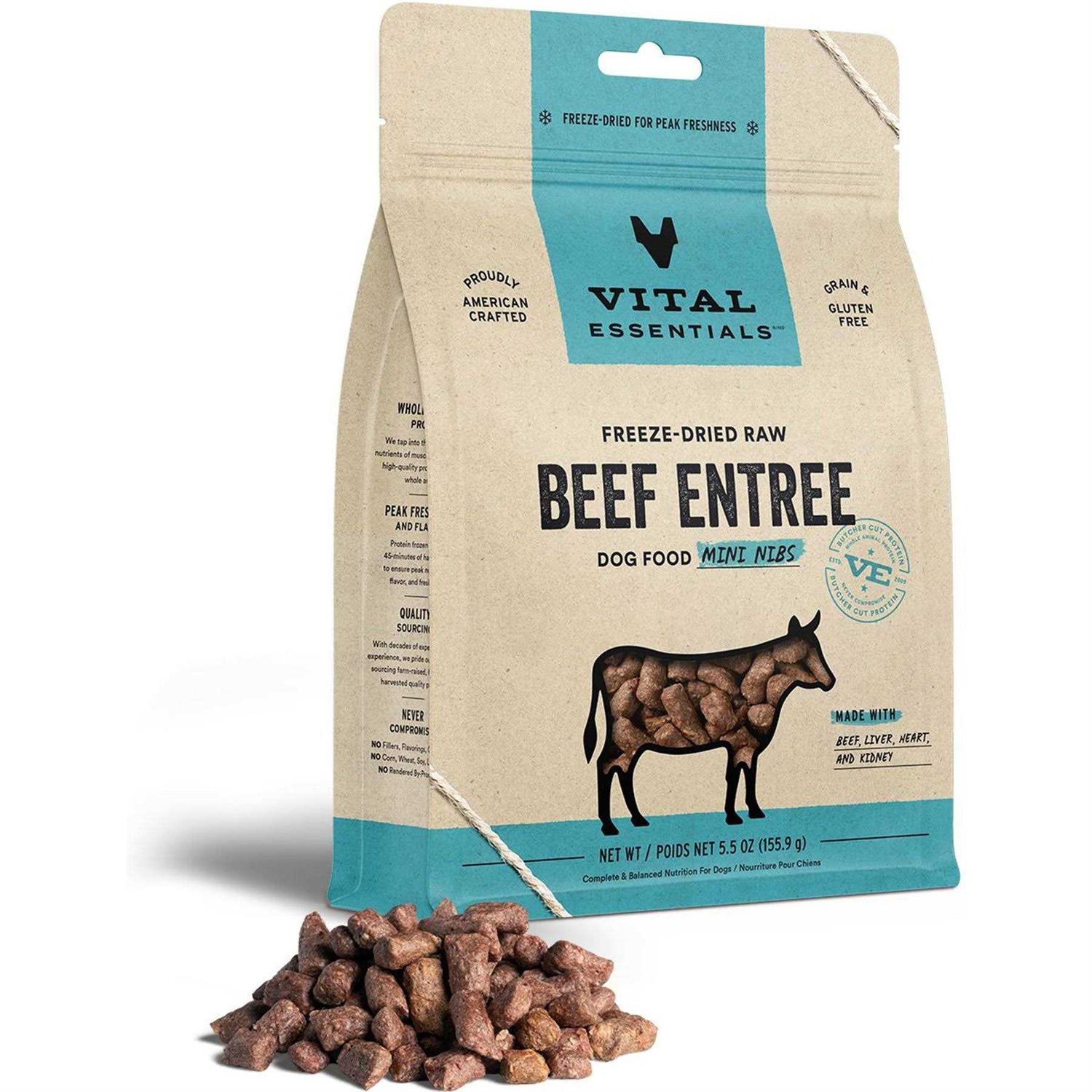 Vital Essentials Beef Entree Mini Nibs Freeze-Dried Raw Dog Food