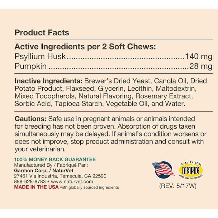 NaturVet Hairball Aid Plus Pumpkin Soft Chews Cat Supplement