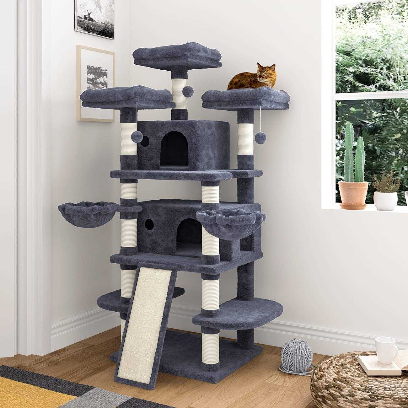 IMUsee 68 Inches Multi-Level Cat Tree for Large Cats/Big Cat Tower with Cat Condo/Cozy Plush Perches/Sisal Scratching