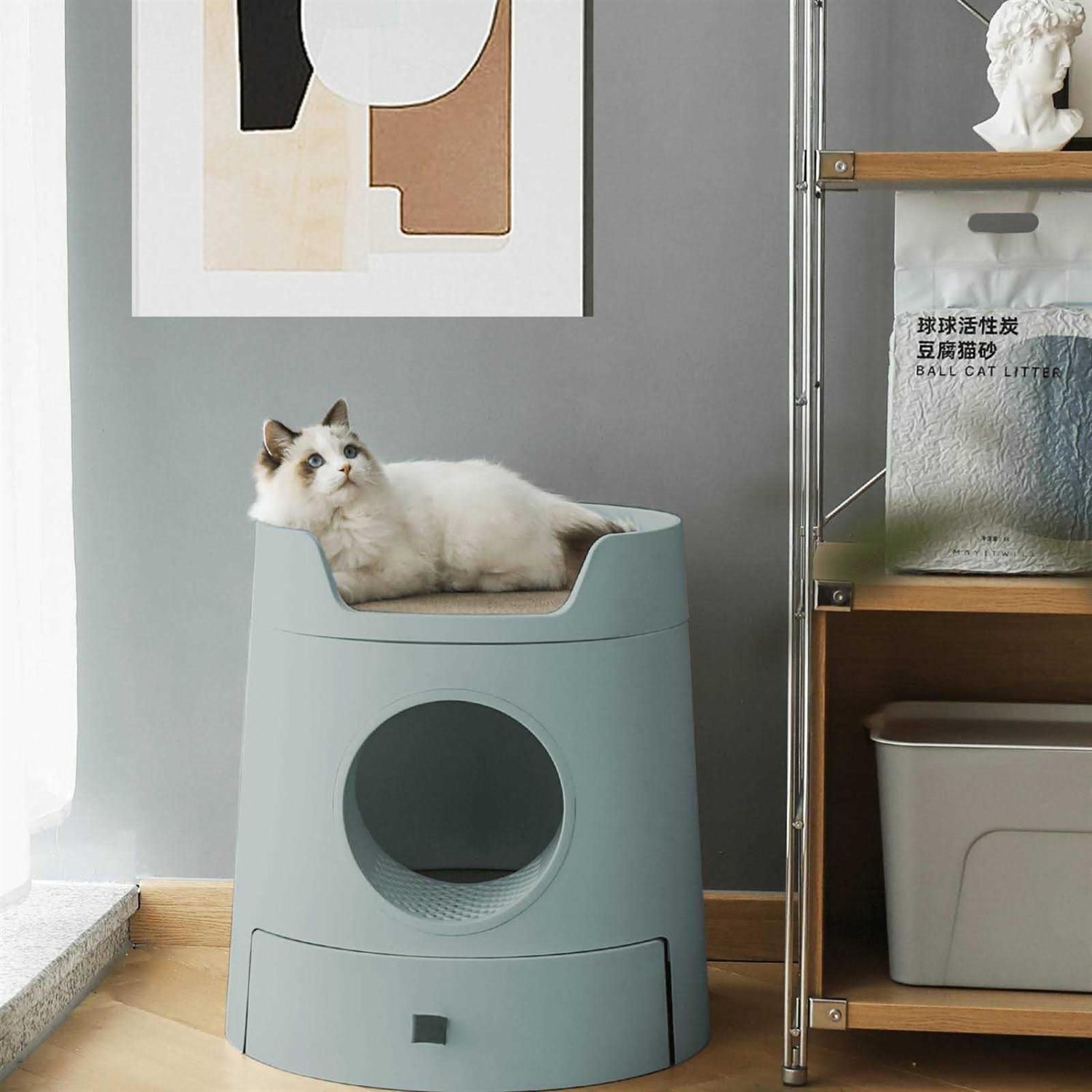 Michupet XL Castle 2-in-1 Cat Litter Box with Scratch Basin