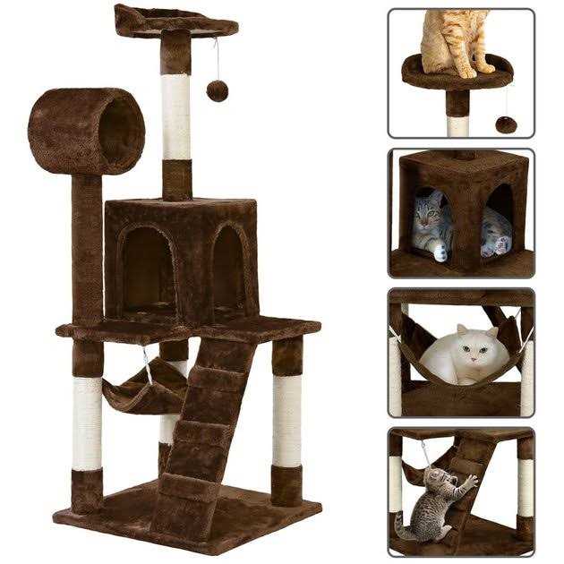 Yaheetech 51-in Plush Multi-Cat Kitten Tree & Condo