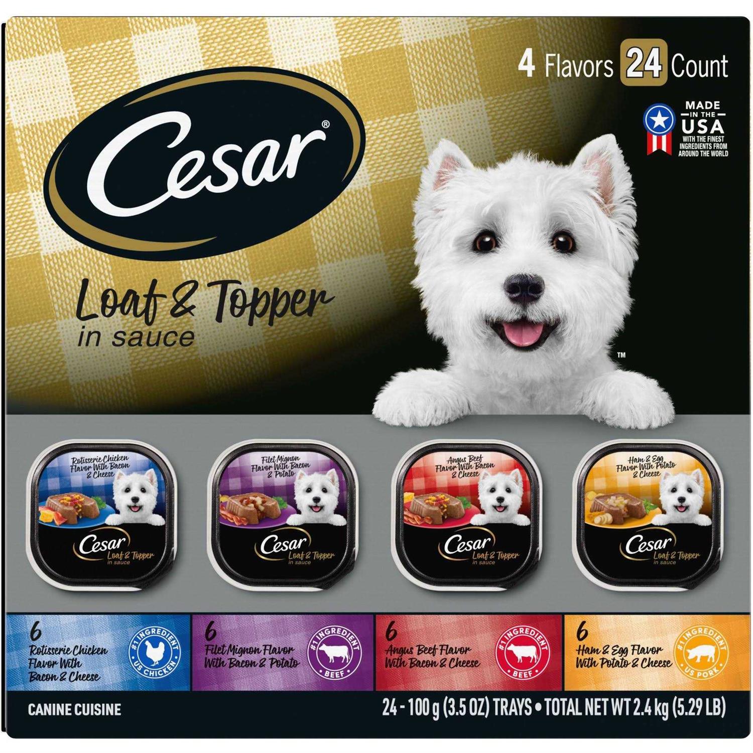 Cesar Loaf in Sauce Variety Pack Grain-Free Small Breed Adult Wet Dog Food Trays
