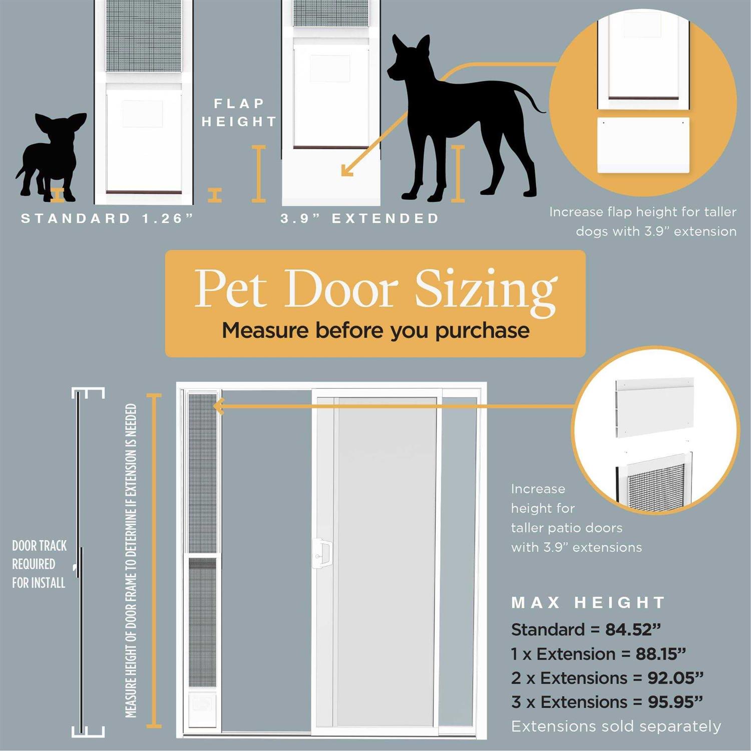 Hakuna Pets Patio Pet Door Screen Insert Panel for Sliding Doors Fits Door Track Min Ht Max Ht 84.25
