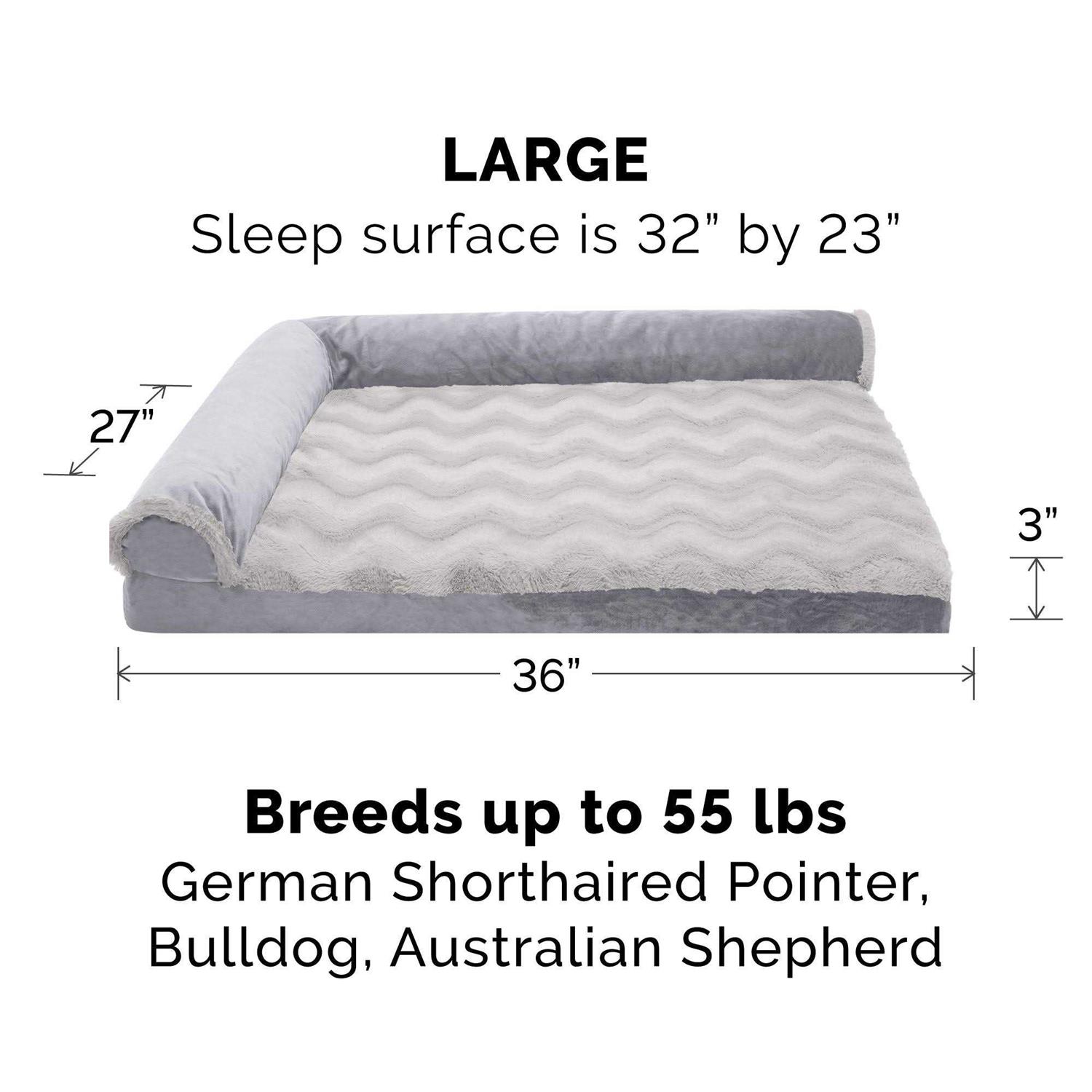 FurHaven Wave Fur & Velvet Deluxe Chaise Lounge Dog Bed