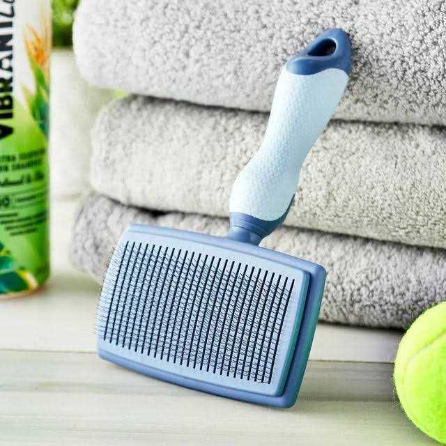Vibrant Life Self Cleaning Dog Slicker Brush with Non-Slip Handle