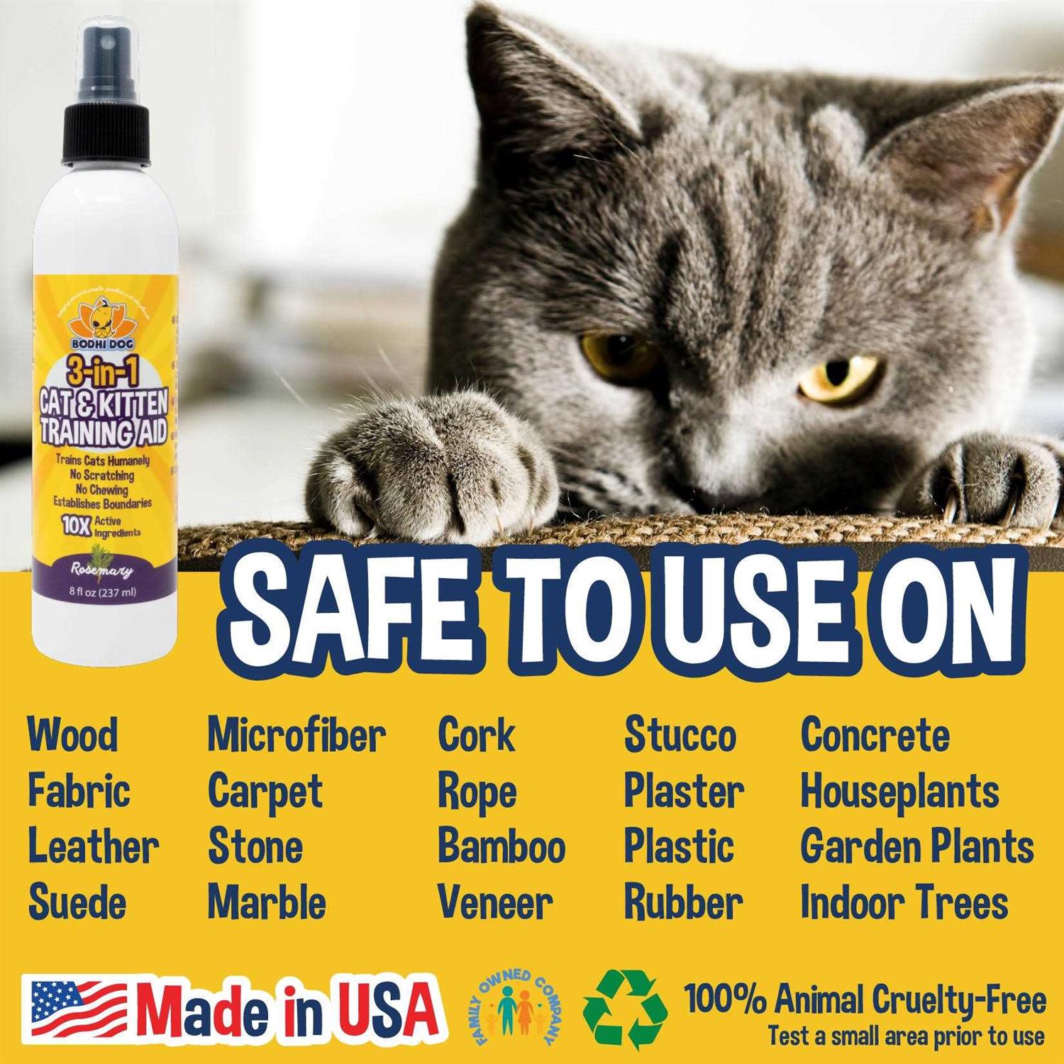 Bodhi Dog 3-in-1 Cat & Kitten Training Aid Cat Deterrent Spray for Indoor and Outdoor Use