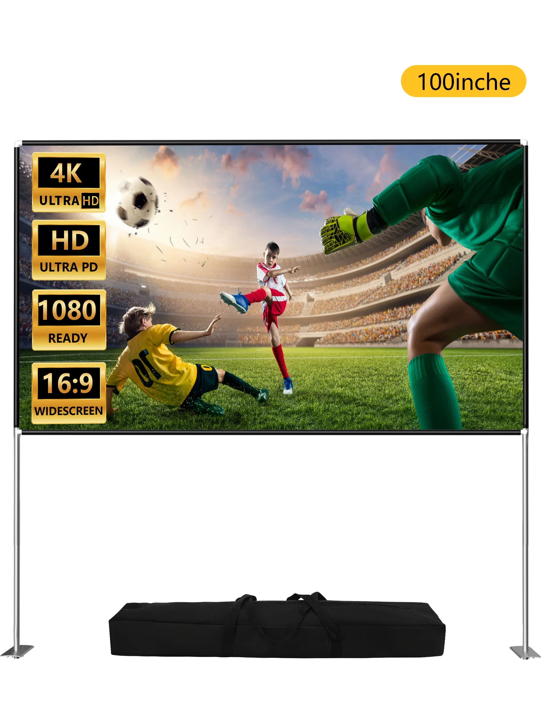 RELOIVE 100inch Portable Projector Screen with Stand,4K 16:9 Outdoor - How To Watch Sonic 2 At Home For Free