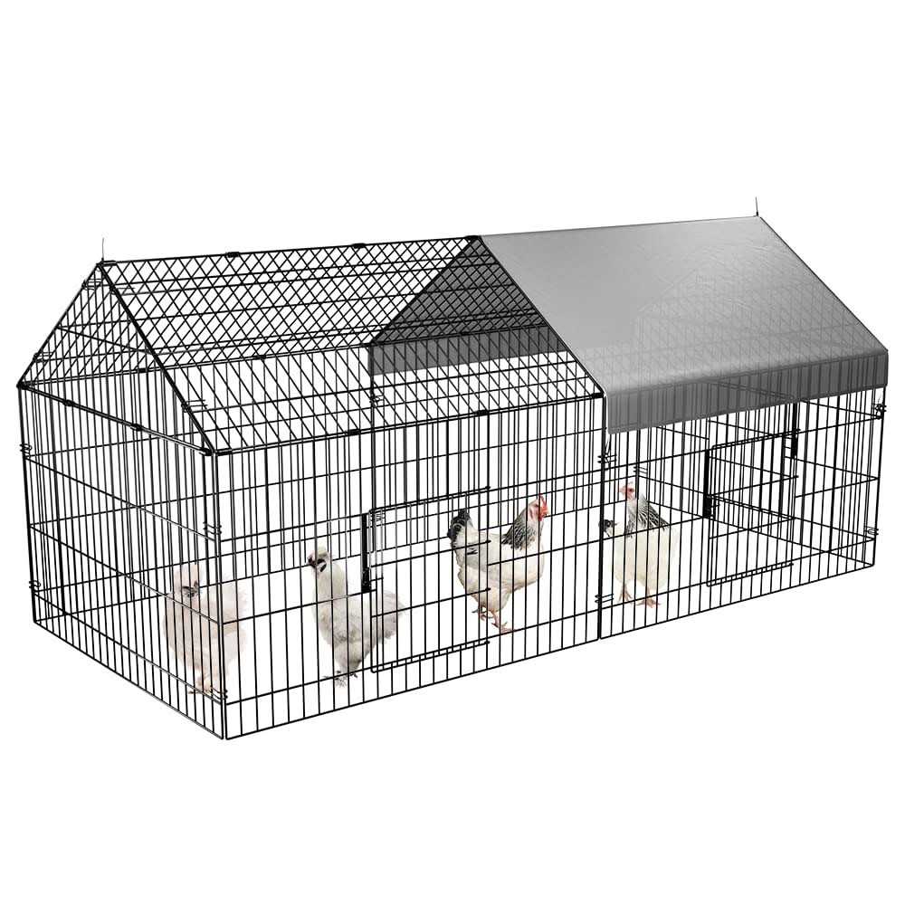PawGiant Chicken Coop 86×40 Chicken Run Pen for Yard with Cover Outdoor Metal Portable Chicken Tractor Cage Enclosure Crate Outside for Small