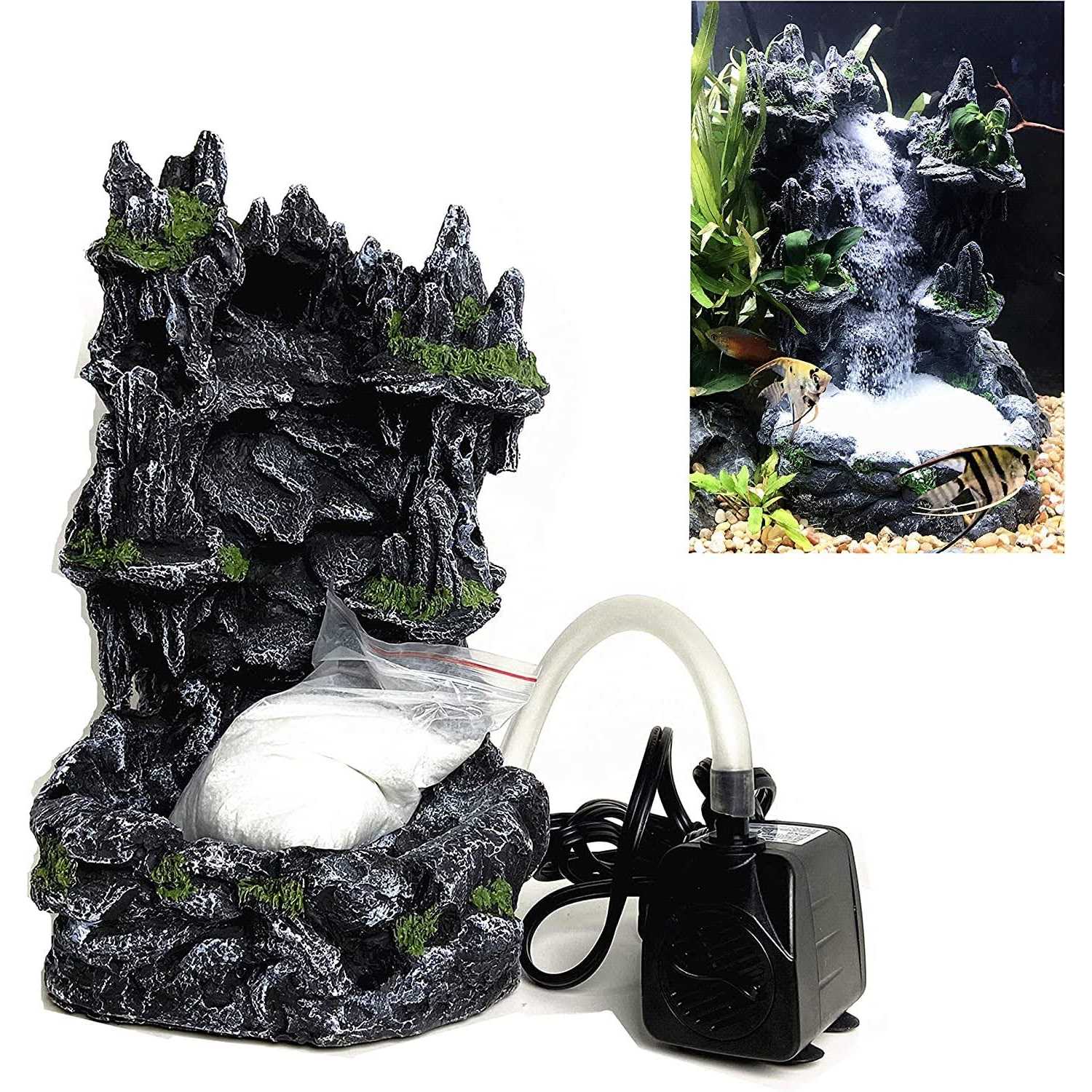 RA AquaTech Underwater Sand Waterfall Aquarium Mountain View Decoration Large Ornament Landscape