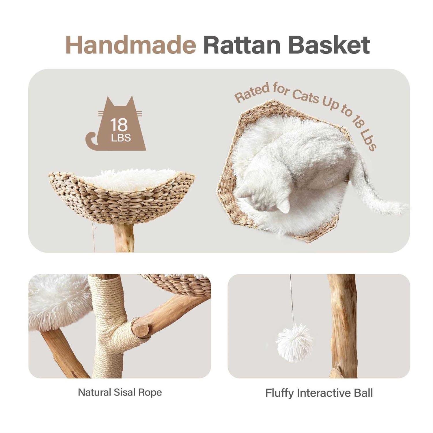 Injollylives Modern Cat Tree Tower Wooden Cat Tower Heavy Duty Cat Trees