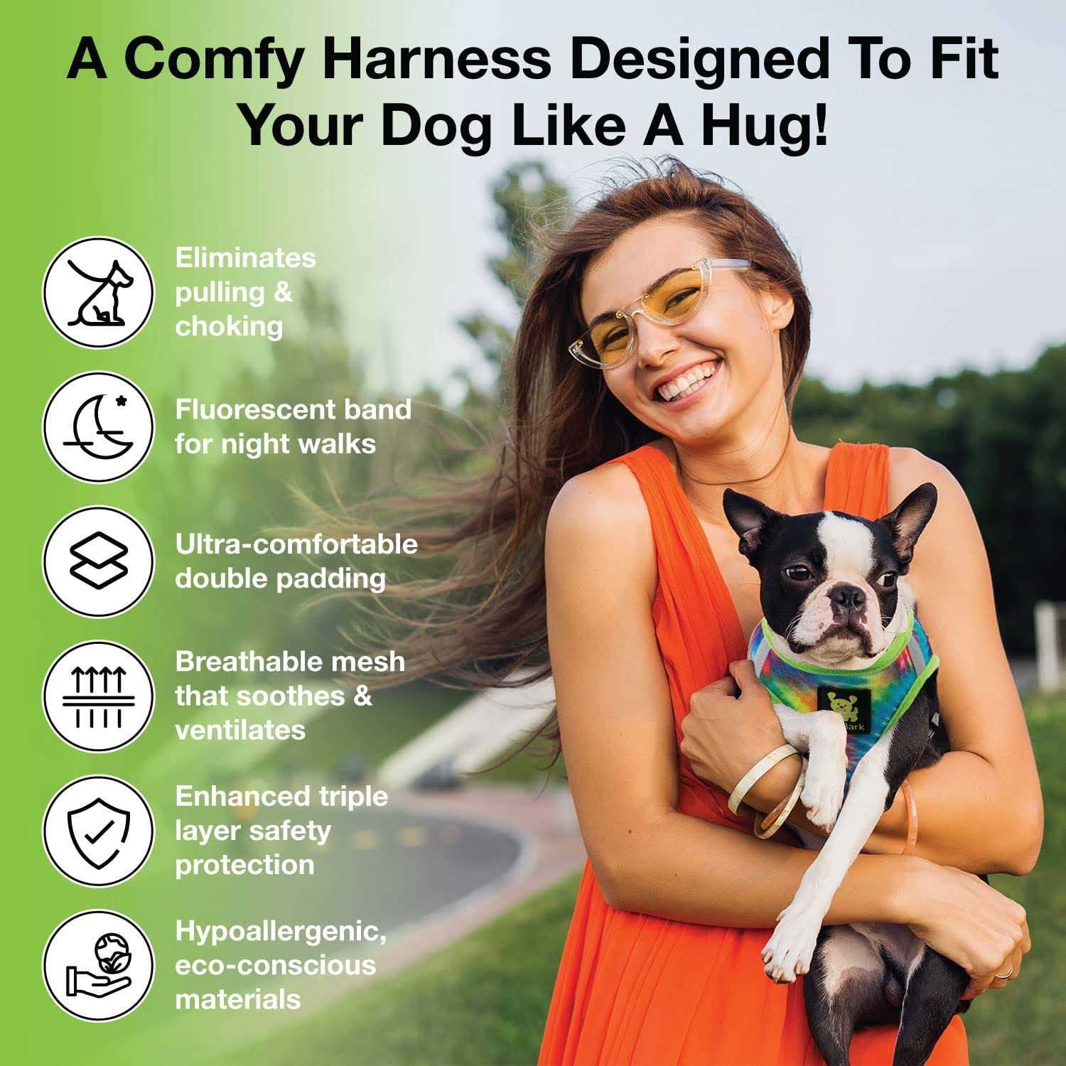 EcoBark Step in Dog Harness Soft Mesh Dog Harnesses and Small Dogs Eco-Friendly