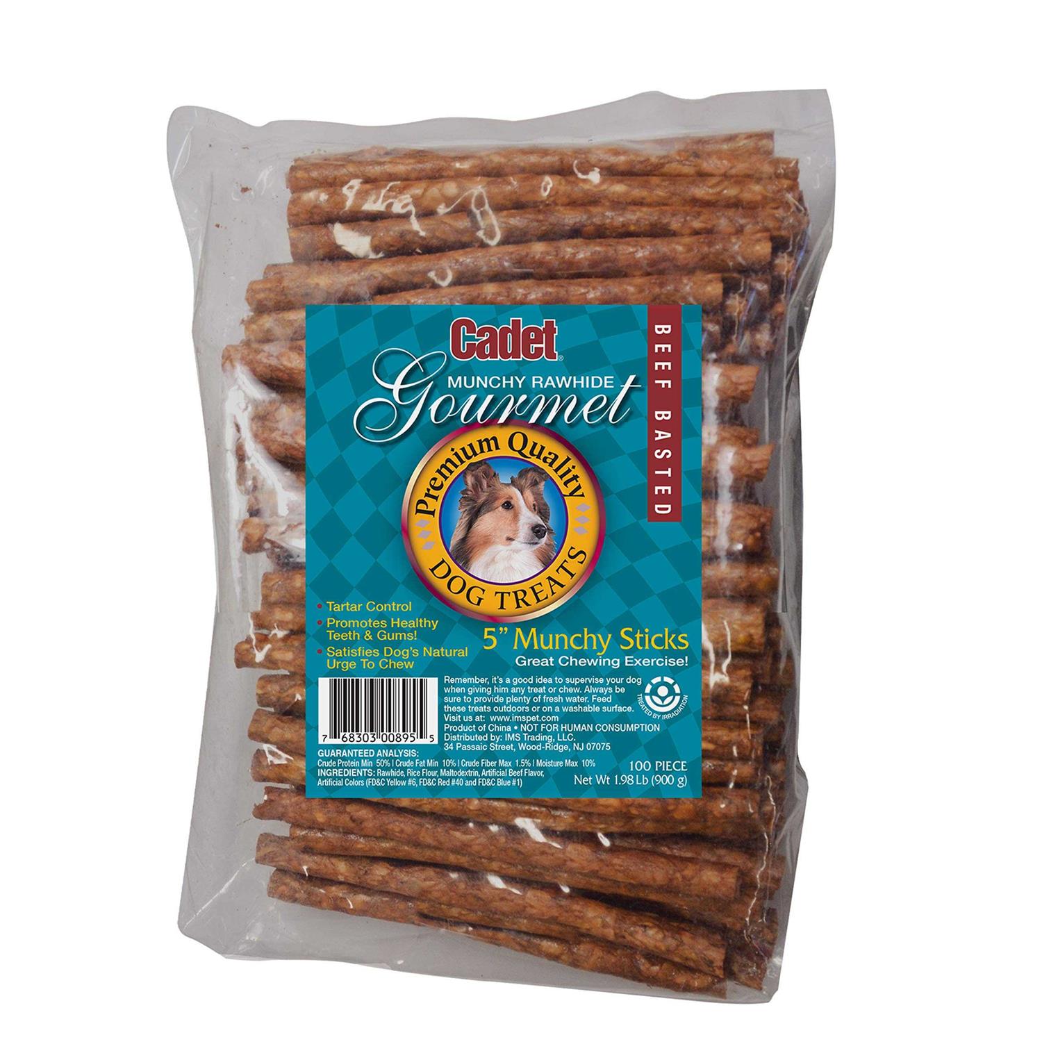 Cadet 5 Inch Rawhide Munchy Beef Basted Sticks