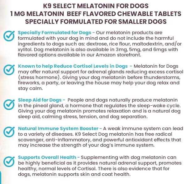 K9 Select Melatonin for Small Dogs 1mg