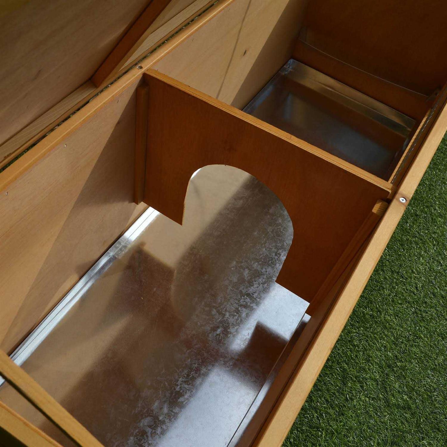 PawHut Wooden Rabbit Hutch Bunny Cage with Openable Waterproof Roof