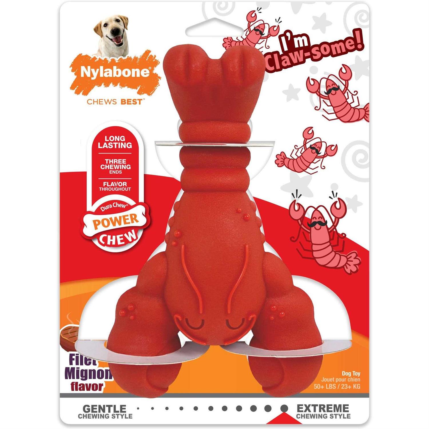 Nylabone Power Chew Lobster Dog Toy Filet Mignon