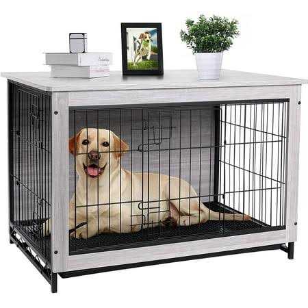 Arlopu Dog Crate Furniture Wooden End Table Indoor Dog Kennel