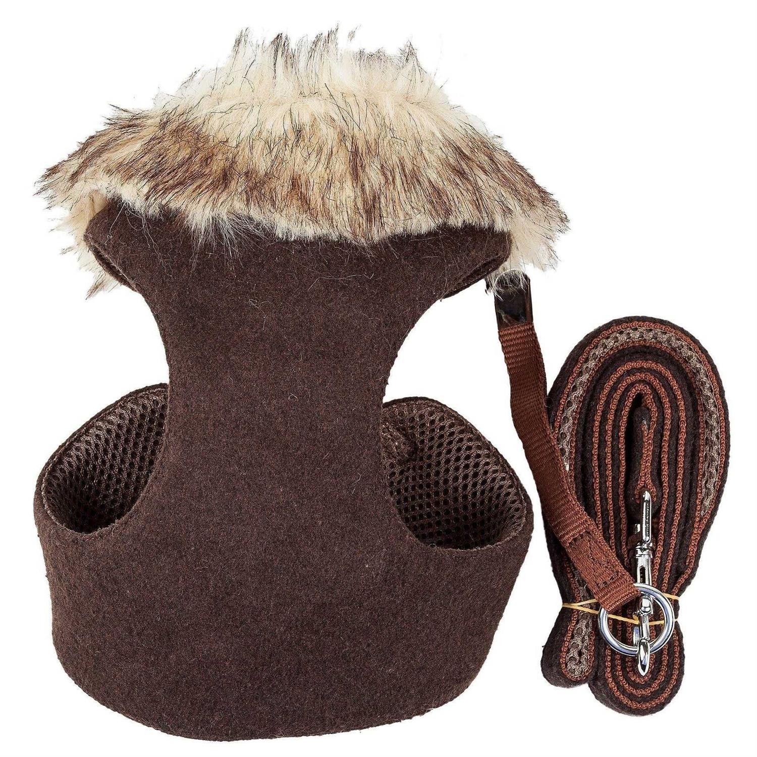 Pet Life Luxe Furracious 2 In 1 Adjustable Dog Harness Leash with Removable Fur Collar