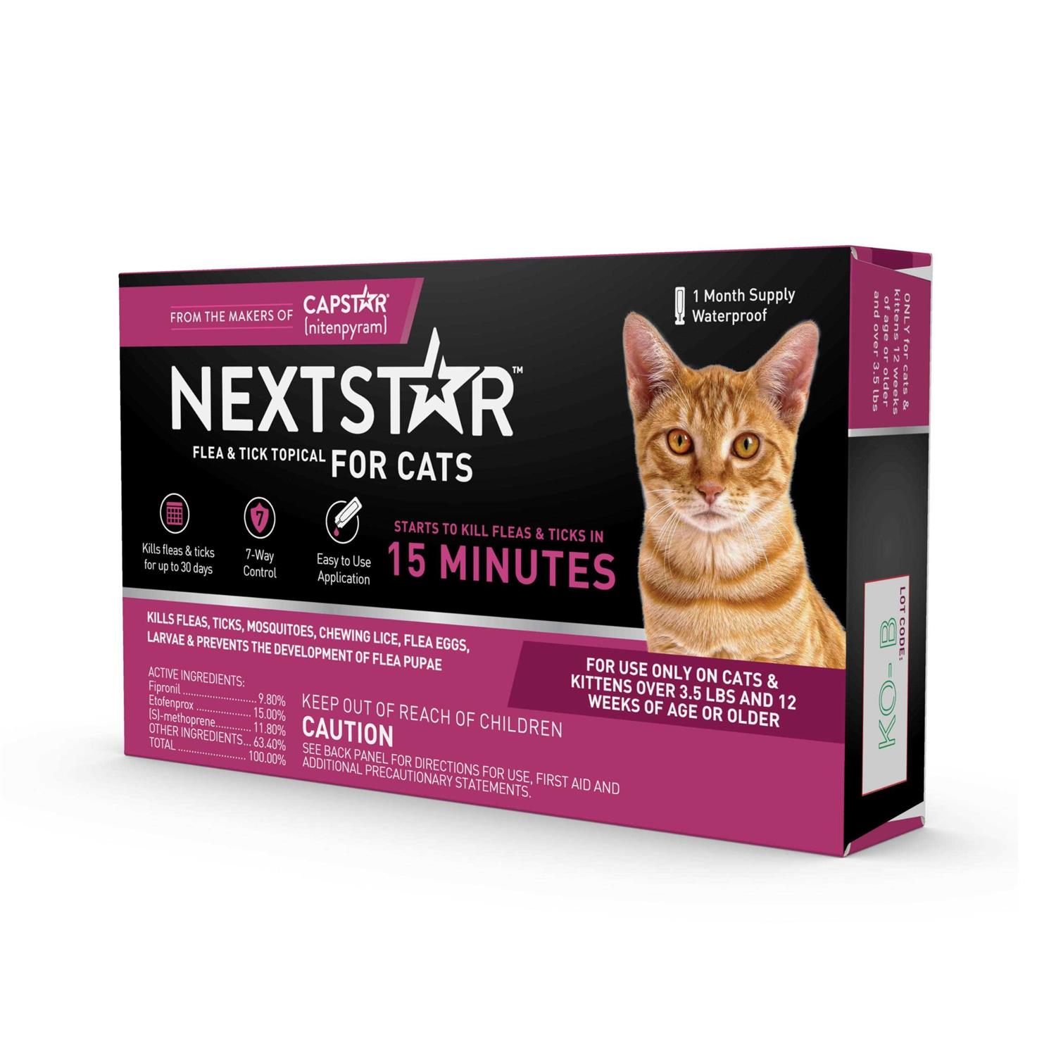 Nextstar Flea and Tick Prevention for Cats, Fast Acting Topical Treatment & Control, Waterproof Drops, Small Cat and Kitten over 3.5 lbs