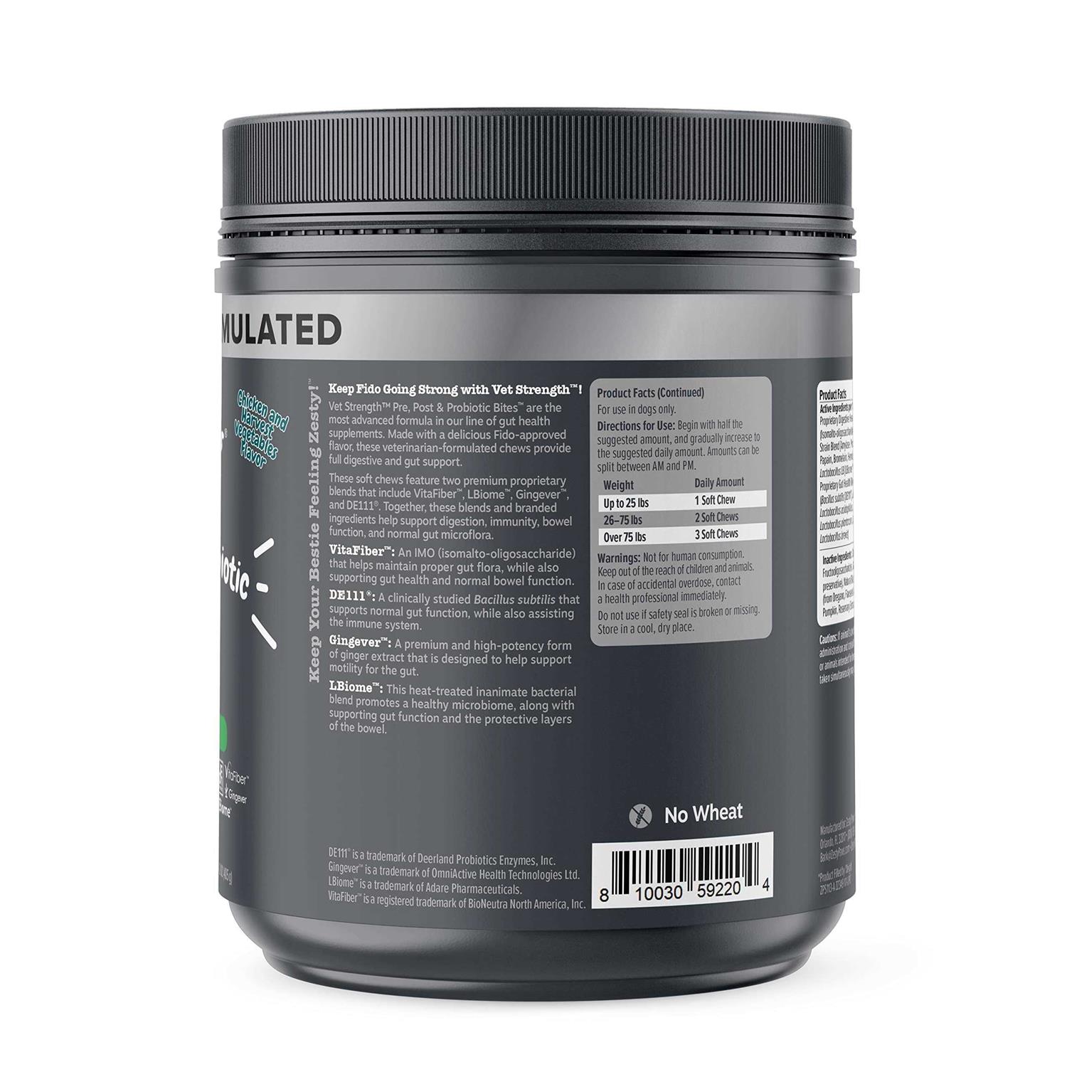 Zesty Paws Vet Strength Pre Post & Probiotic Gut Health Bites for Dogs