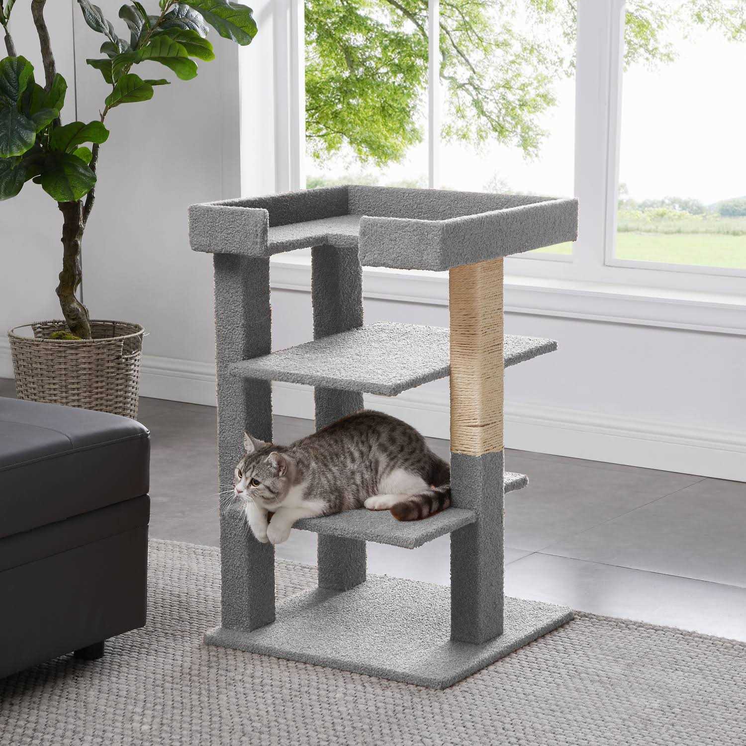HOMESTOCK Cat Tree for Large Cats Cat Activity with Scratching Post