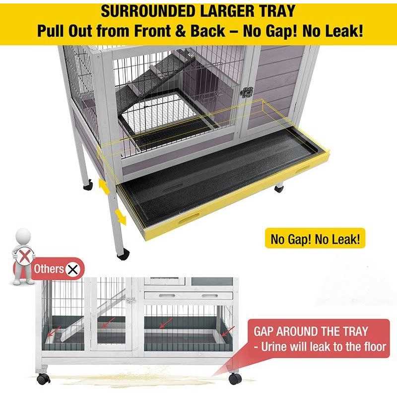 Aivituvin Small Rabbit Hutch with Pull Out Tray AIR53