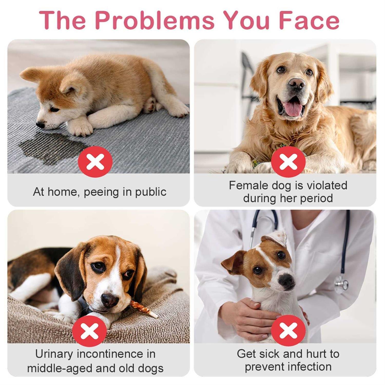 Flying Paws Disposable Female Dog Diapers, Puppy Diapers with Adjustable Elastic Waistline for Female Dog or Cat in Heat