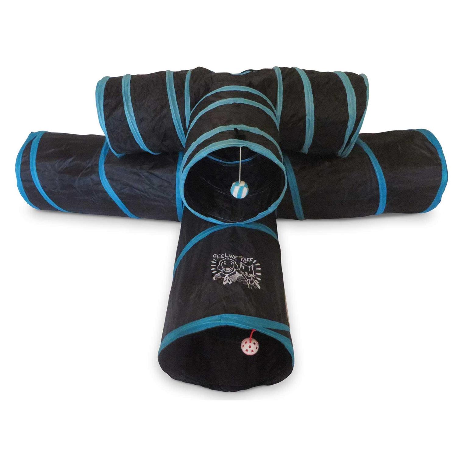 Feline Ruff Premium Way Cat Tunnel. Extra Large 12 Inch Diameter and Extra Long. A Big Collapsible Play Toy. Wide Pet Tunnel Tube