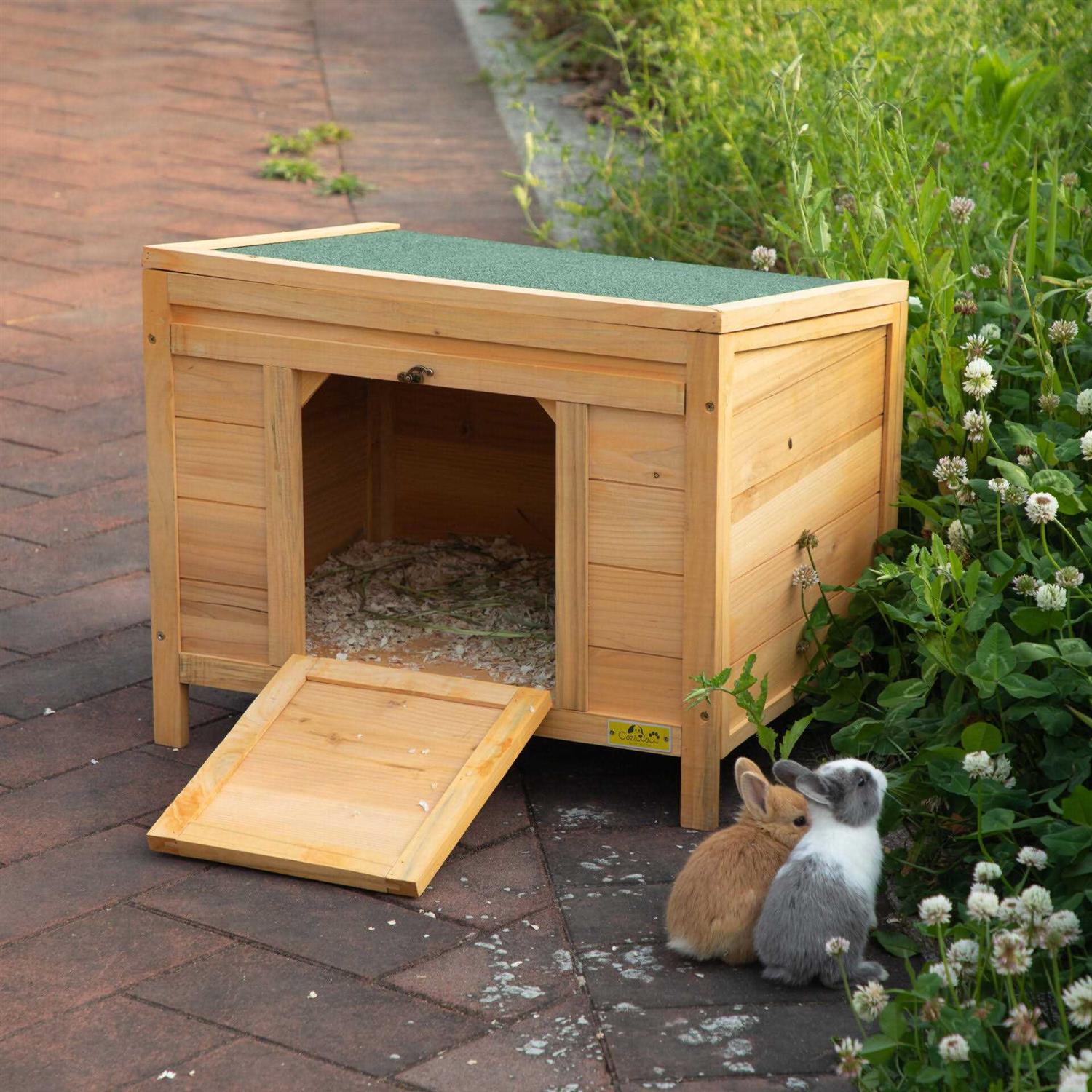 Coziwow24′′L Waterproof Wooden Outdoor Rabbit Enclosure