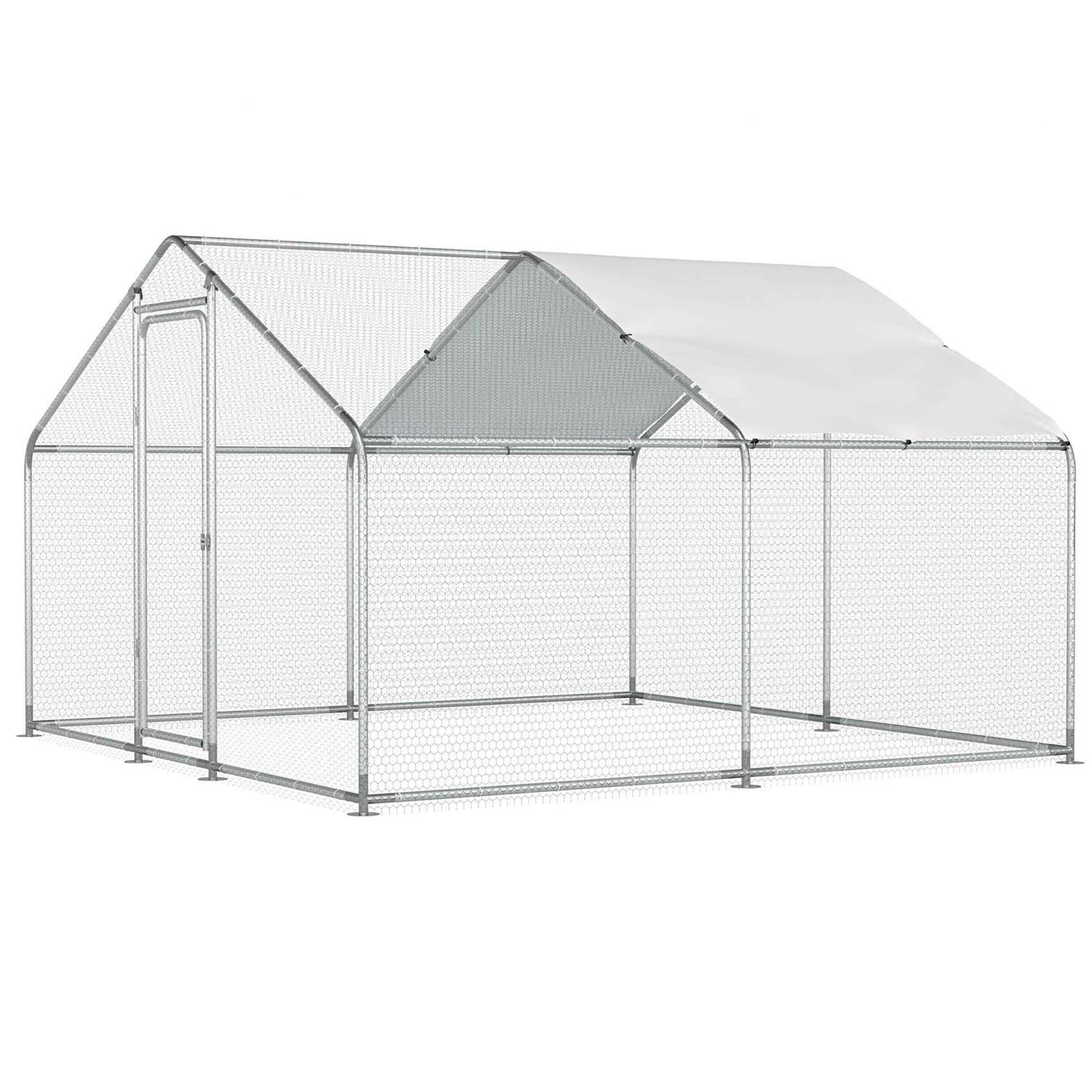 Morngardo Chicken Coop Large Metal Run for 20 Chickens Walk in Yard Poultry Cage Hen House with Waterproof Cover