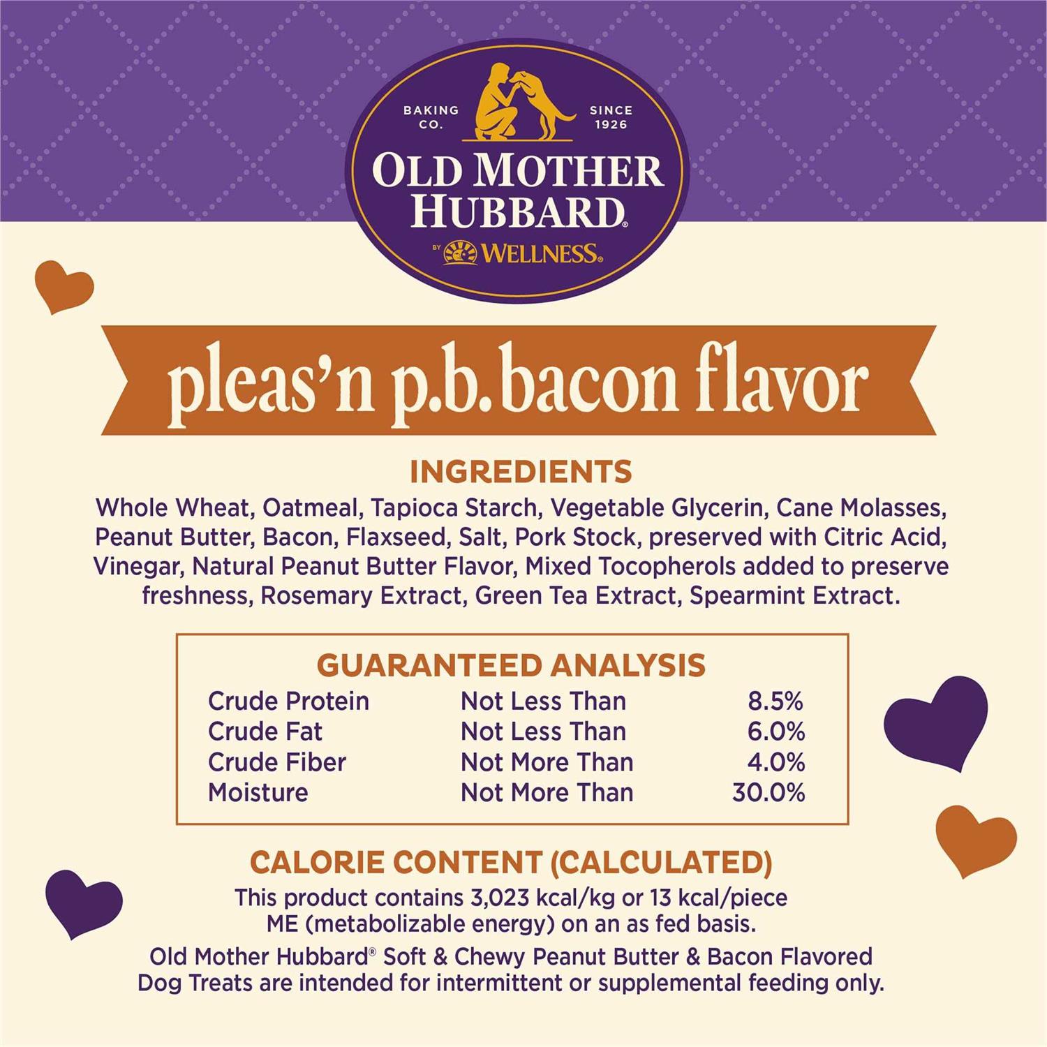 Old Mother Hubbard Soft & Tasty Peanut Butter & Bacon Biscuits Baked Dog Treats Mini