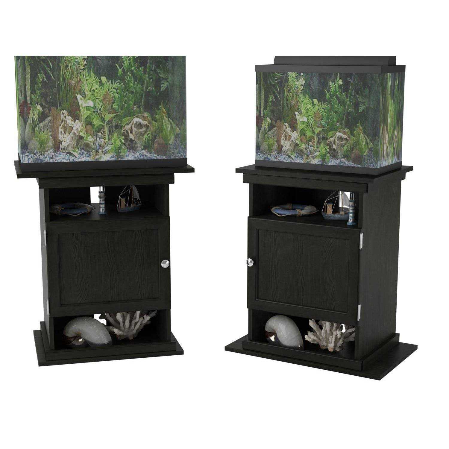 Ollie & Hutch Flipper 10/20 Gallon Aquarium Stand with Storage Black