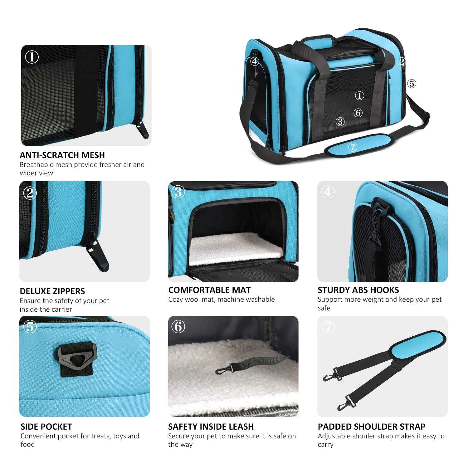 Henkelion Cat Carriers Dog Carrier Pet for Small Medium Cats Puppies up to 15 Lbs