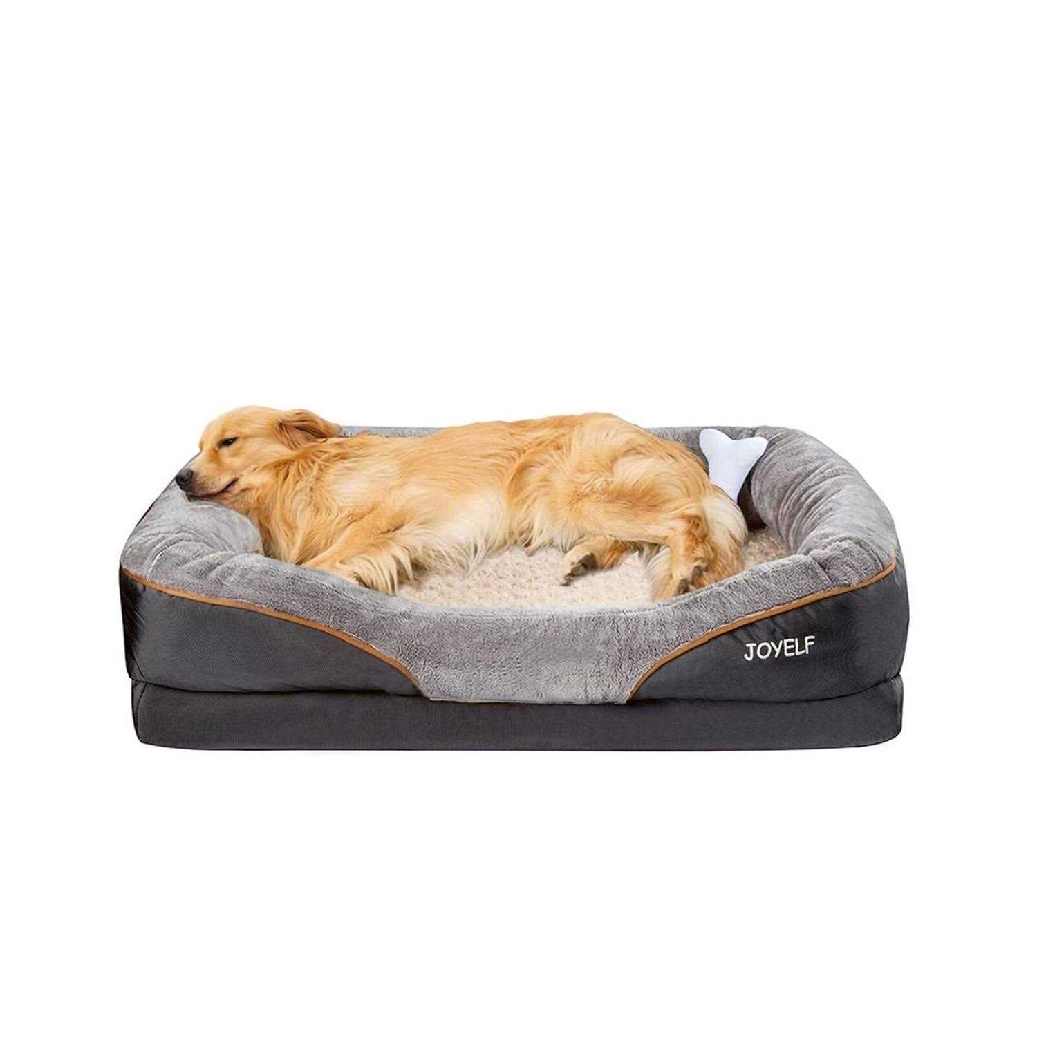Joyelf Large Memory Foam Dog Bed, Orthopedic Dog Bed & Sofa with Removable Washable Cover and Squeaker Toy as Gift