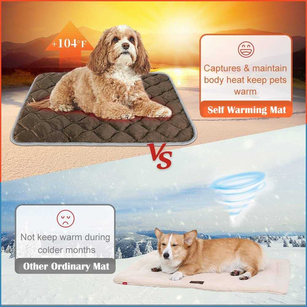 ULIGOTA Self Heating Cat Mat Thermal Pet Bed Mat Self-Warming Pet Crate Pad