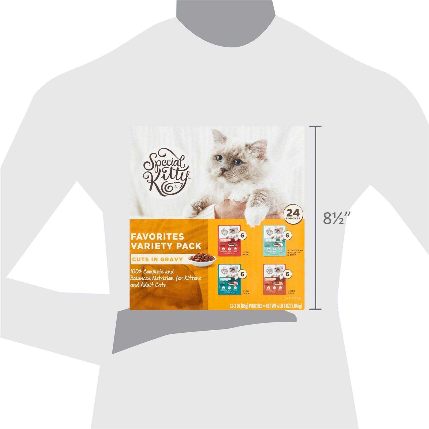 Special Kitty Favorites Variety Pack Cuts in Gravy Cat Food, Kittens and Adult Cats 3oz. Pouches