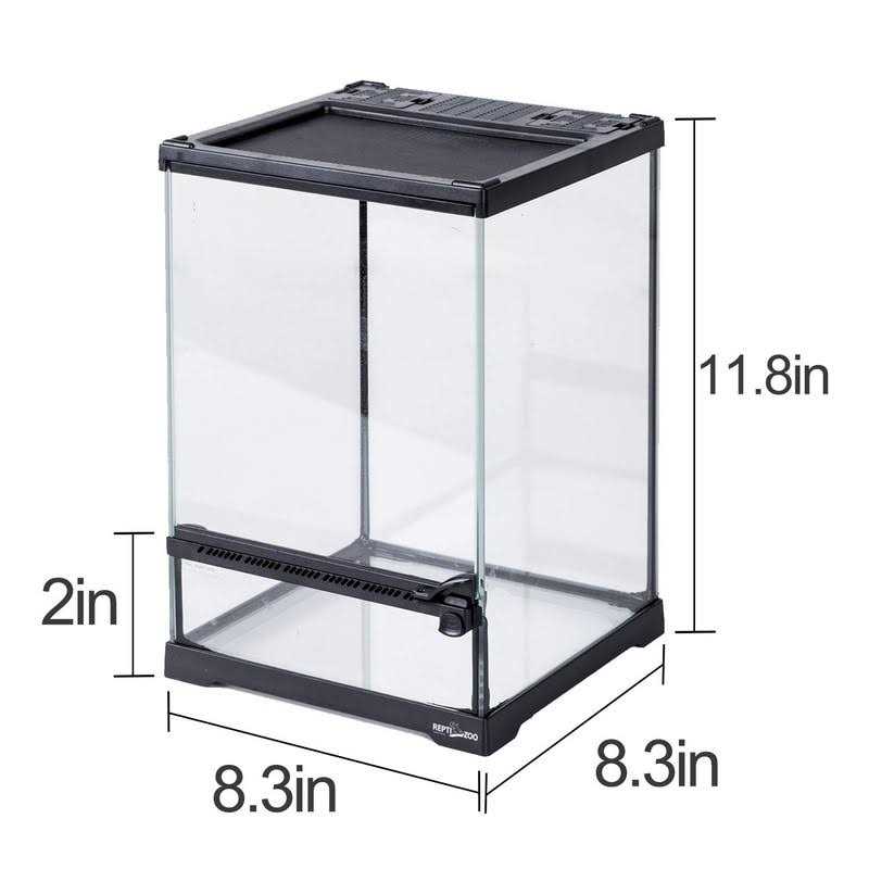 REPTIZOO glass Terrarium Tank 8x8x12, Front Opening Door Full View Visually Appealing Mini Reptile or Amphibians Habitat