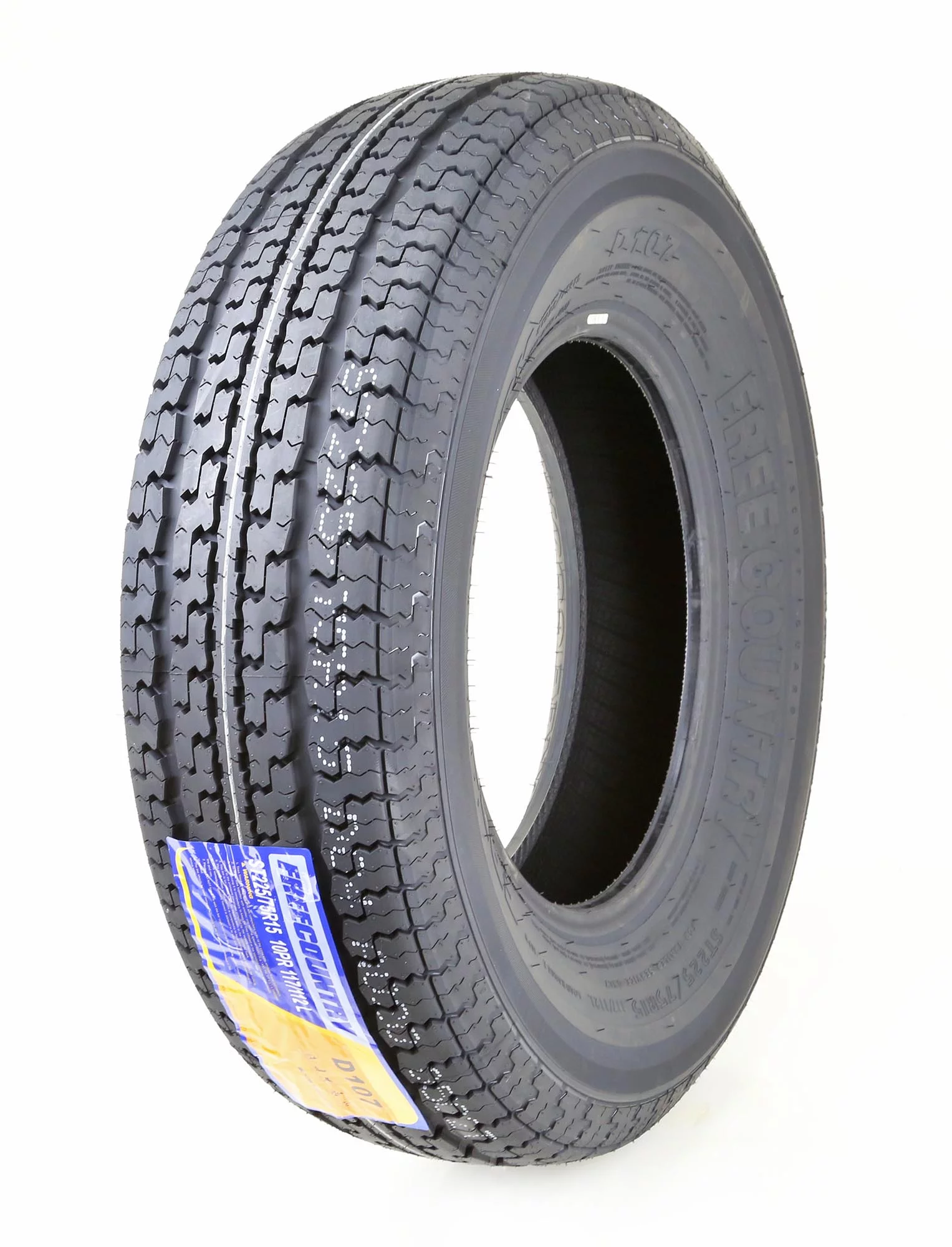FREE COUNTRY Premium Trailer Tire ST 225/75R15 Radial 10PR Load Range E w/ Side Scuff Guard. Set 1