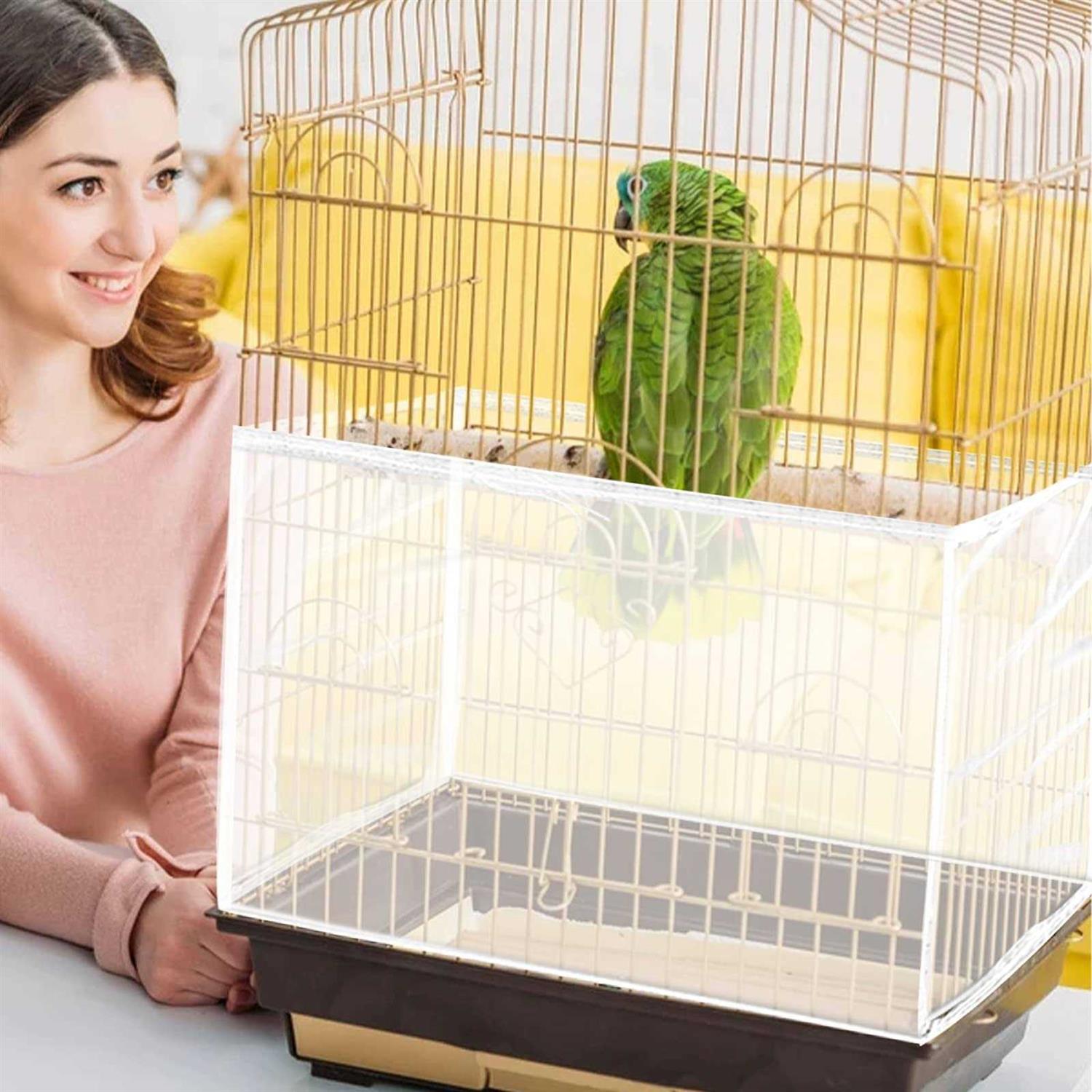 Daoeny Bird Cage Seed Catcher Large Bird Cage Cover Adjustable Soft Airy Nylon Mesh Net