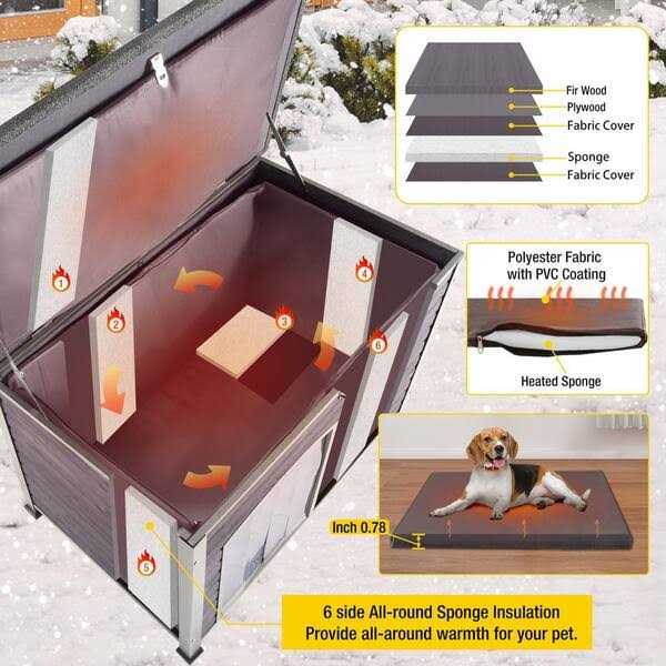 aivituvin Insulated Outdoor Dog House with Liner Inside Waterproof Roof