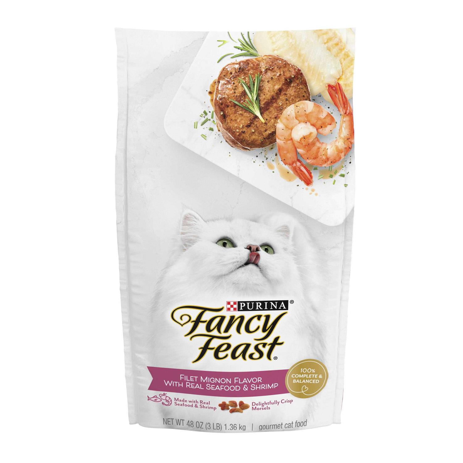 Fancy Feast Dry Cat Food Filet Mignon Flavor with Seafood & Shrimp