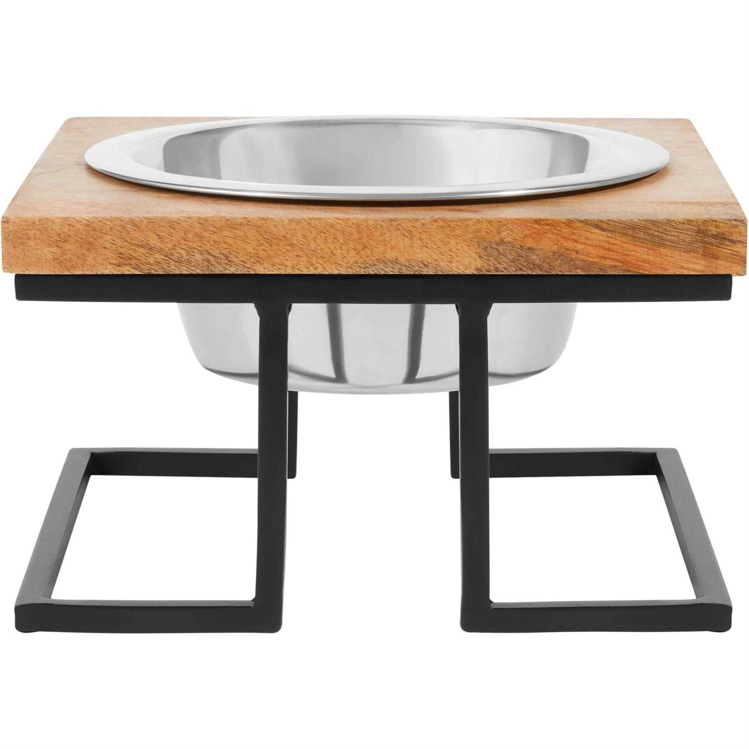 Frisco Premium Modern Wood Elevated Single Dog & Cat Bowl