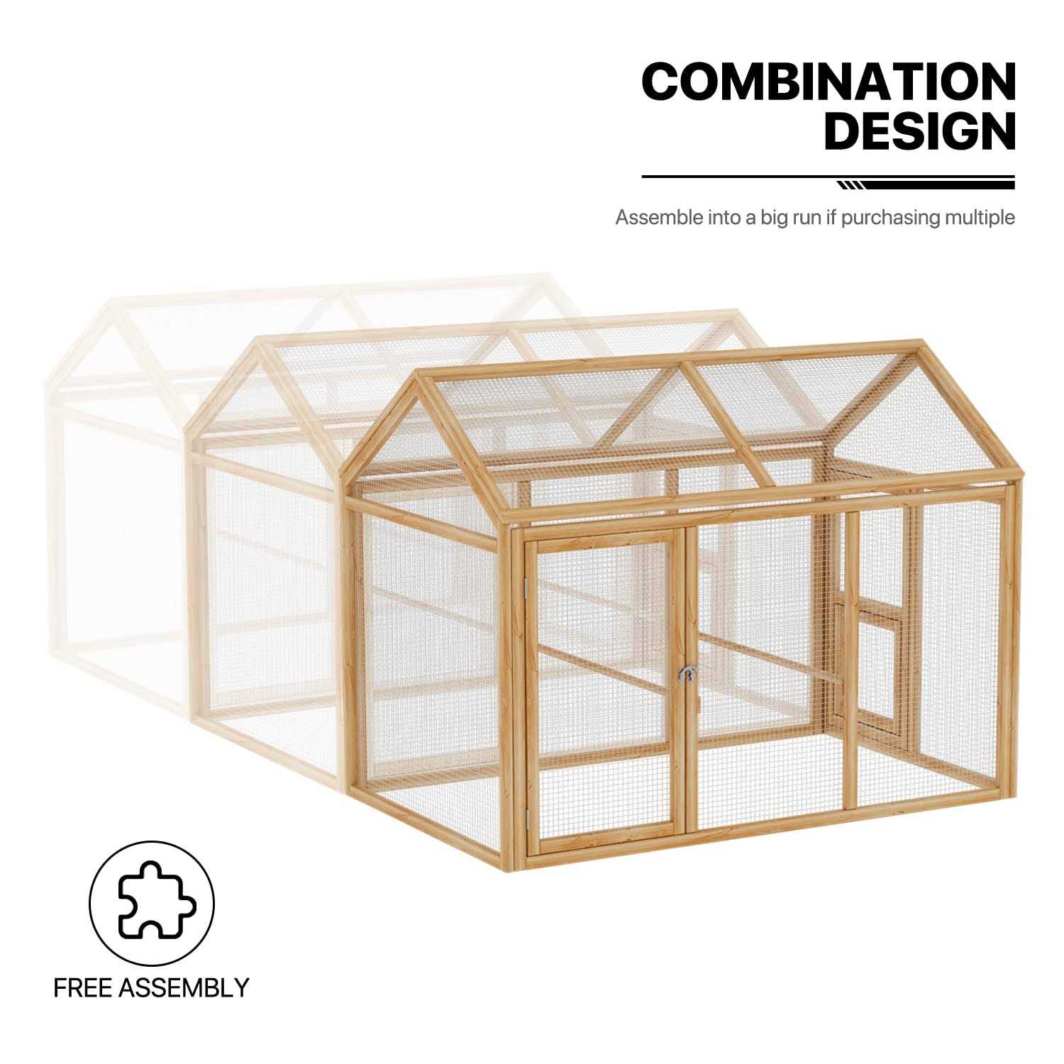 MoNiBloom Outdoor Chicken Coop Large Hen House Poultry Cage with Roosting Rods